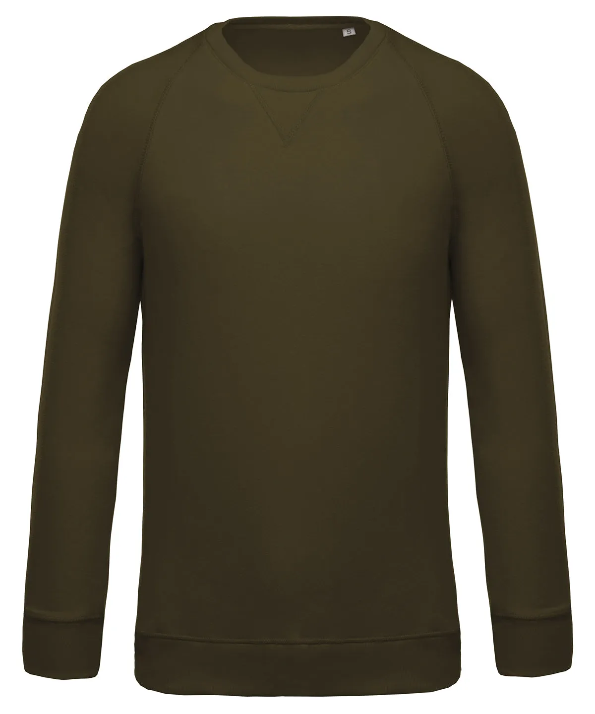 Moss Green - Men's organic cotton crew neck raglan sleeve sweatshirt