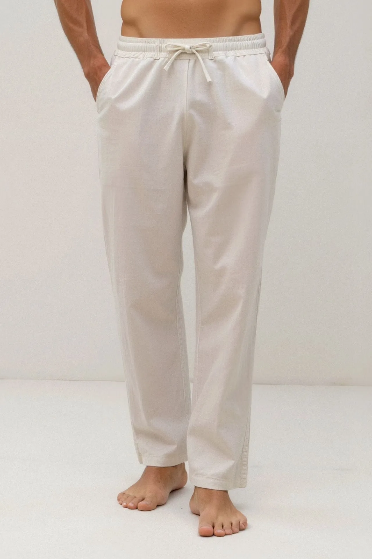 Old Money Cotton & Linen Blend Drawstring Pants