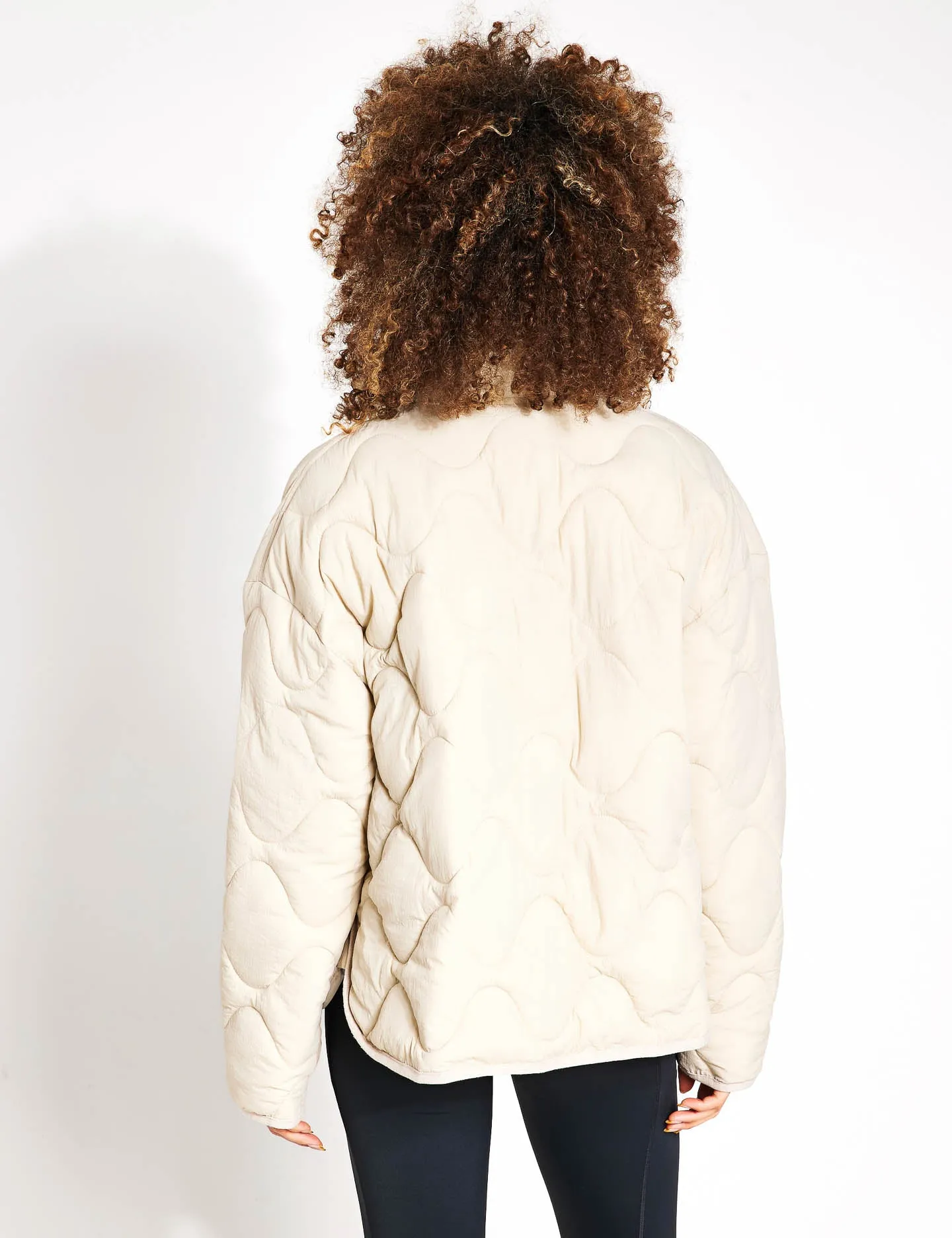 Packaway Quilted Funnel Neck Jacket - Beige