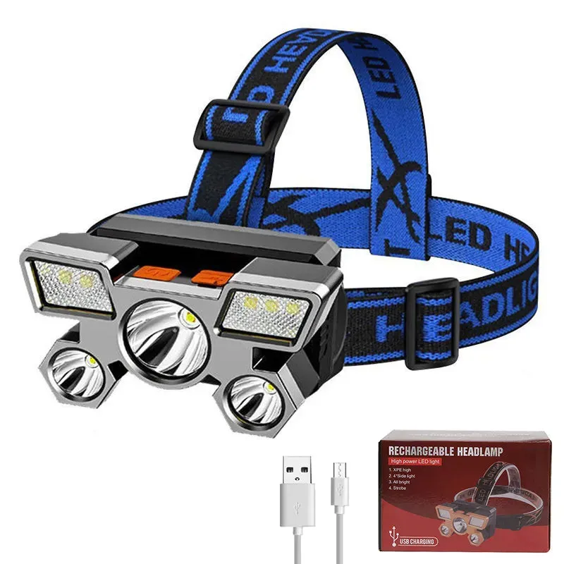 Powerful LED USB Rechargeable Head Lamp for Your Emergency Tool Kit, Camping, Car Work or Attic Work. Great Hands Free Flashlight.