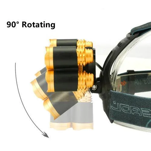 Super Bright 5 LED Zoomable Headlight Waterproof Headlamps for Camping