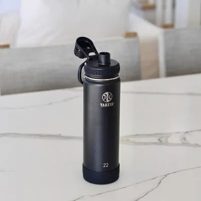 Takeya 22oz Actives Insulated Stainless Steel Water Bottle with Spout Lid - Onyx