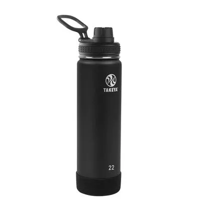 Takeya 22oz Actives Insulated Stainless Steel Water Bottle with Spout Lid - Onyx