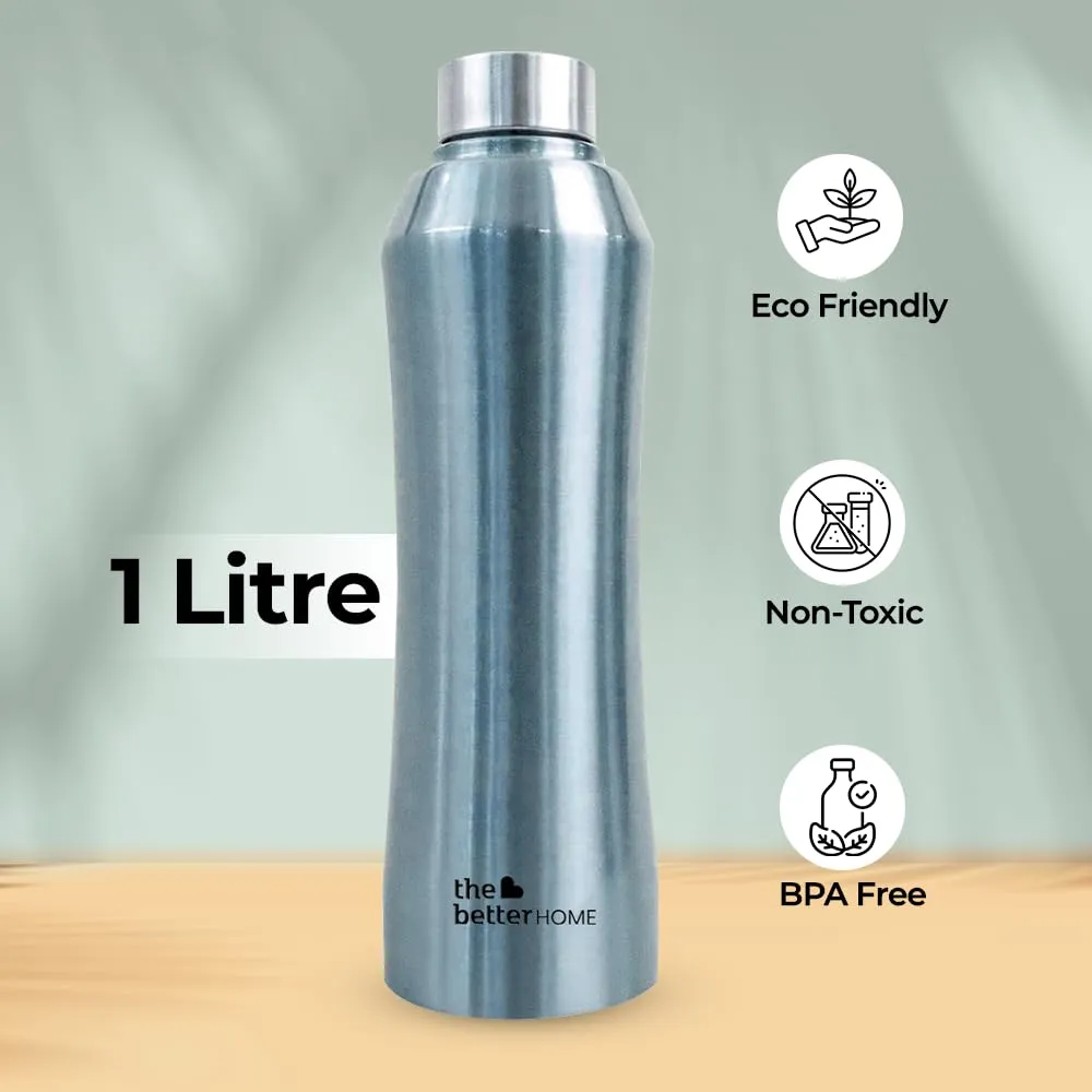 The Better Home 1 litre Stainless Steel Water Bottle | Leak Proof, Durable & Rust Proof | Non-Toxic & BPA Free Eco Friendly Stainless Steel Water Bottle | Pack of 5 Metalic Blue (Blue)