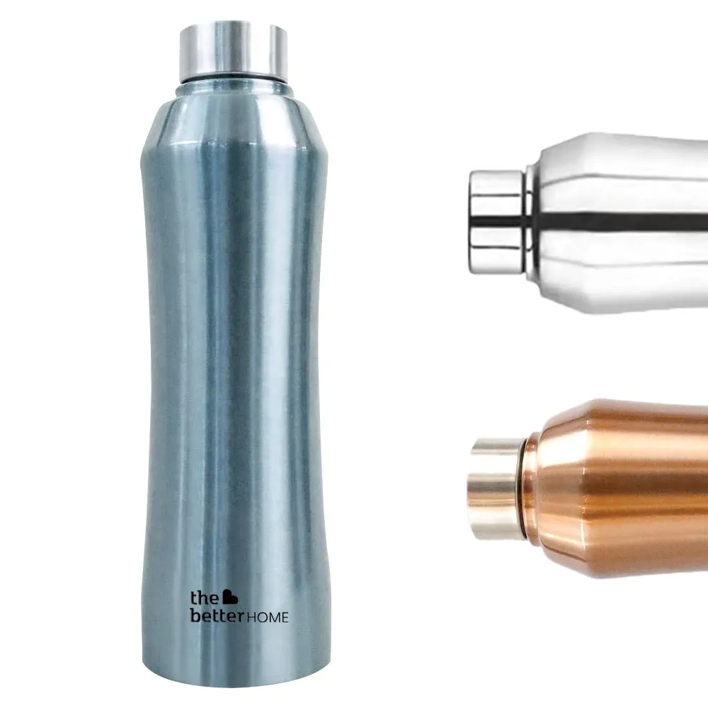 The Better Home 1 litre Stainless Steel Water Bottle | Leak Proof, Durable & Rust Proof | Non-Toxic & BPA Free Eco Friendly Stainless Steel Water Bottle | Pack of 5 Metalic Blue (Blue)