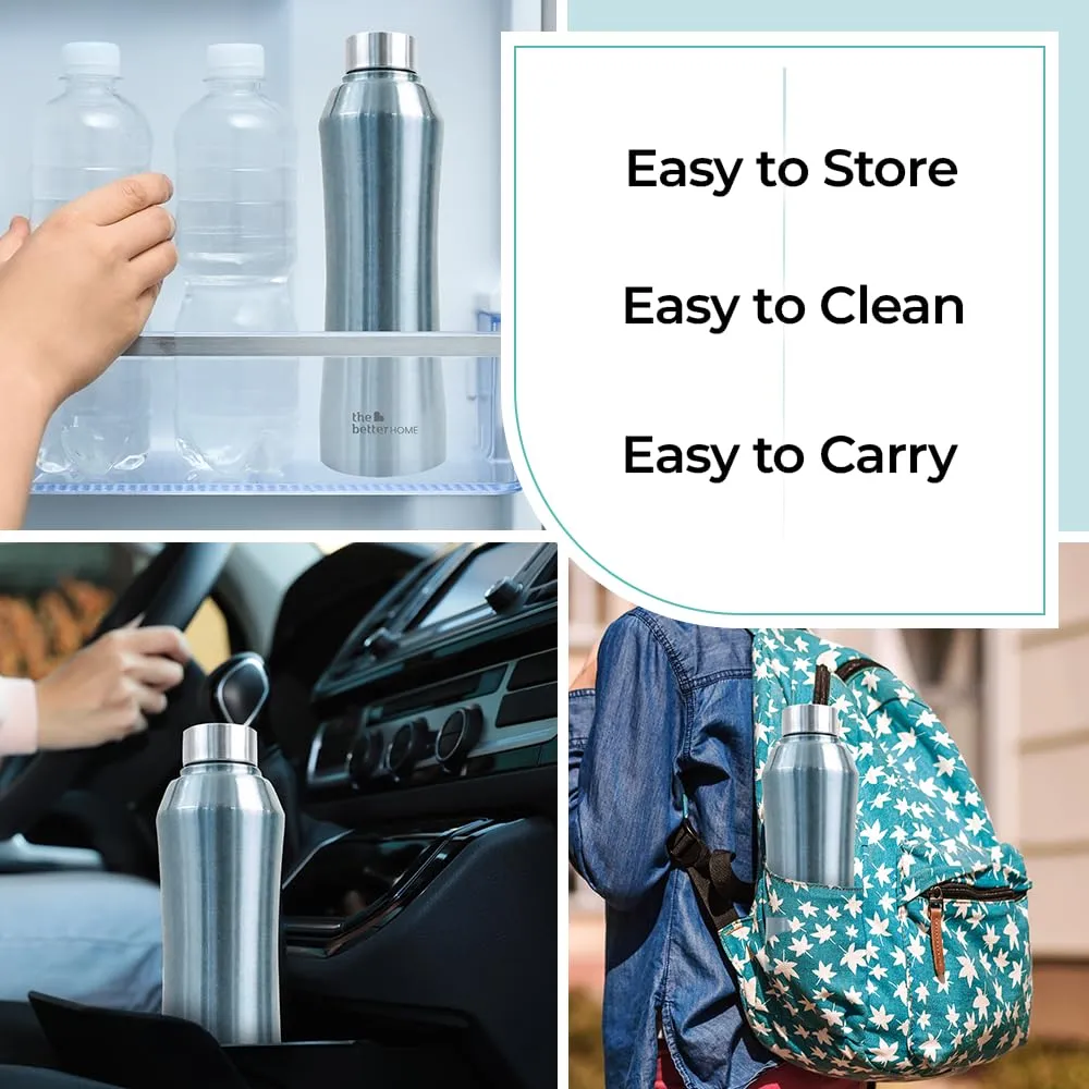 The Better Home 1 litre Stainless Steel Water Bottle | Leak Proof, Durable & Rust Proof | Non-Toxic & BPA Free Eco Friendly Stainless Steel Water Bottle | Pack of 5 Metalic Blue (Blue)