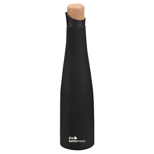 The Better Home Insulated Cork Water Bottle|Hot & Cold Water Bottle 500 Ml -Black |Easy Pour| Bottle for Fridge/School/Outdoor/Gym/Home/Office/Boys/Girls/Kids, Leak Proof and BPA Free