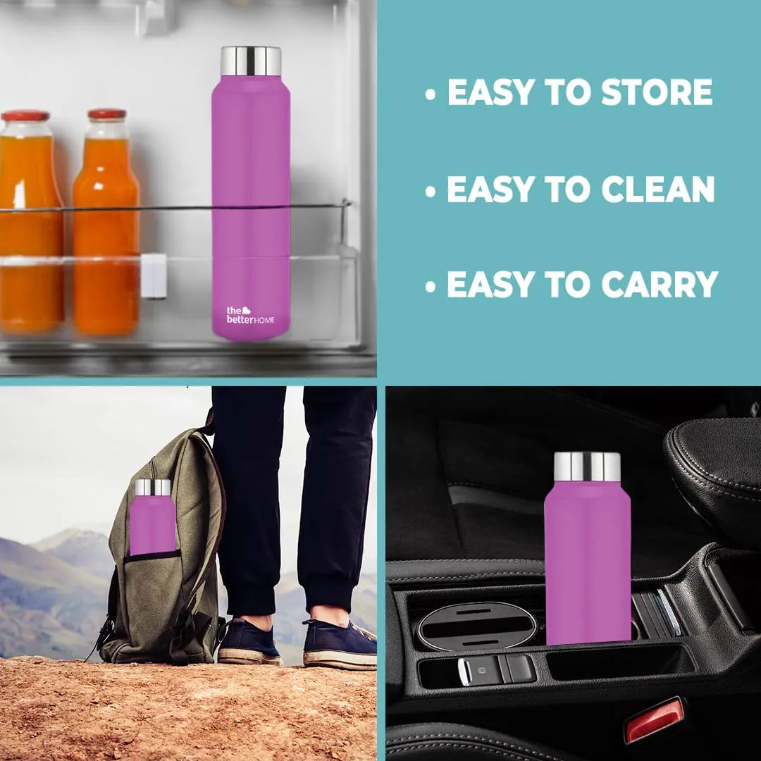 The Better Home Stainless Steel Water Bottle 1 Litre | Leak Proof, Durable & Rust Proof | Non-Toxic & BPA Free Steel Bottles 1  Litre | Eco Friendly Stainless Steel Water Bottle | Purple (Pack of 2