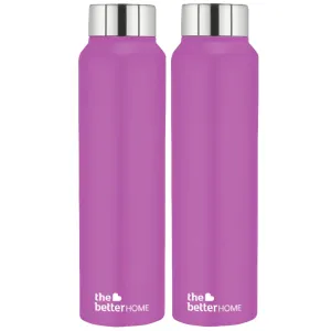 The Better Home Stainless Steel Water Bottle 1 Litre | Leak Proof, Durable & Rust Proof | Non-Toxic & BPA Free Steel Bottles 1  Litre | Eco Friendly Stainless Steel Water Bottle | Purple (Pack of 2