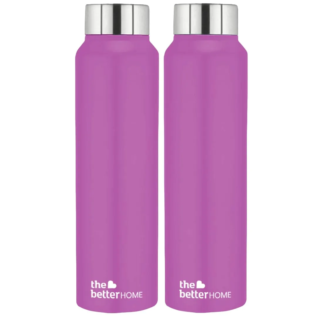 The Better Home Stainless Steel Water Bottle 1 Litre | Leak Proof, Durable & Rust Proof | Non-Toxic & BPA Free Steel Bottles 1  Litre | Eco Friendly Stainless Steel Water Bottle | Purple (Pack of 2