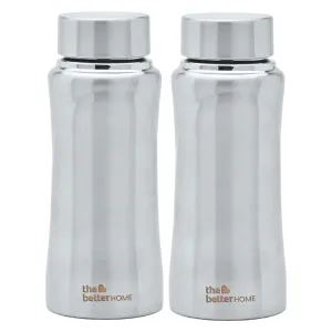 The Better Home Stainless Steel Water Bottle 500ml | Rust Proof, Light Weight & Durable 500ml Water Bottle | Silver (Pack of 2)