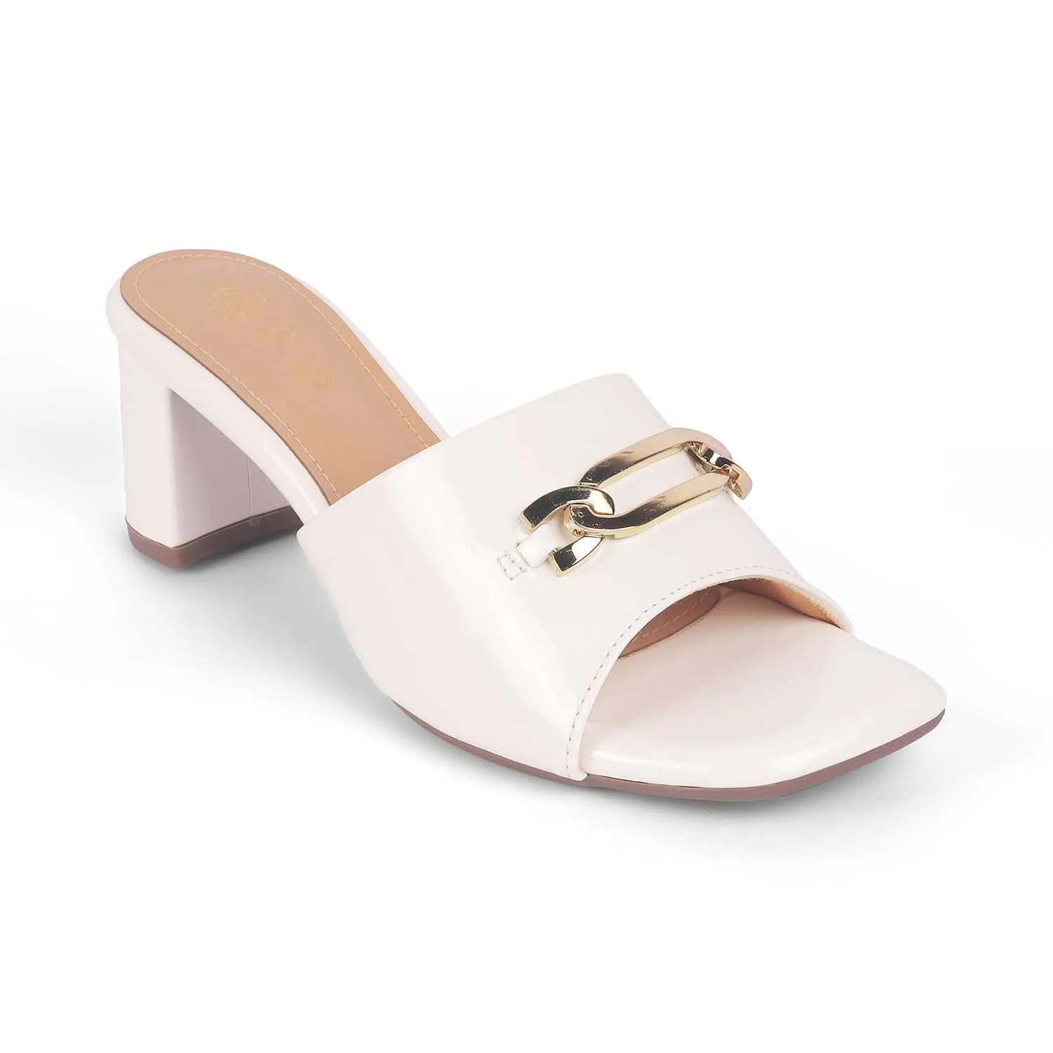 Tresmode Adare White Women's Dress Block Heel Sandals