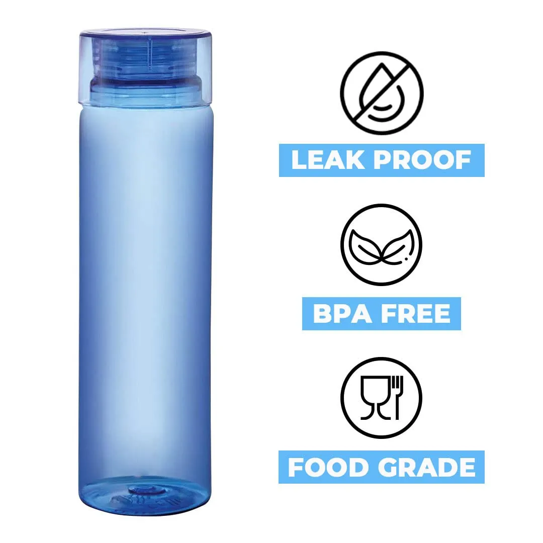 Urbane Home BPA Free Plastic Water Bottles | Breakproof, Leakproof, Food Grade PET Bottles | Water Bottle for Kids & Adults | Plastic Bottle Set of 4 |Blue