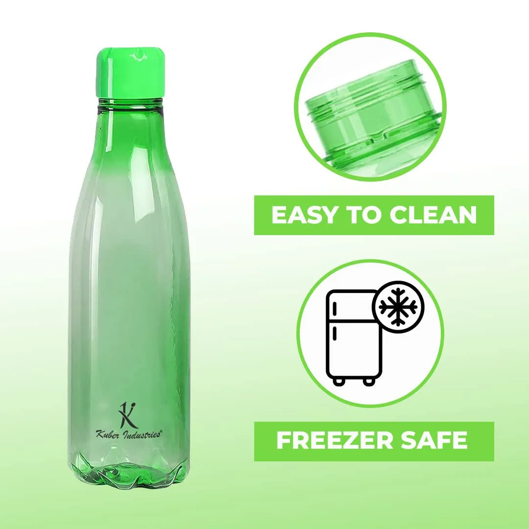 Urbane Home BPA Free Plastic Water Bottles | Unbreakable, Leak Proof, 100% Food Grade Plastic | For Kids & Adults | Refrigerator Plastic Bottle Set of 4|Green