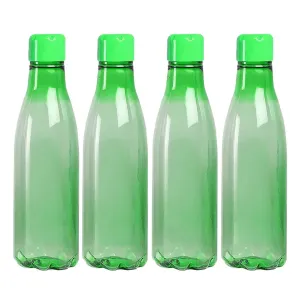 Urbane Home BPA Free Plastic Water Bottles | Unbreakable, Leak Proof, 100% Food Grade Plastic | For Kids & Adults | Refrigerator Plastic Bottle Set of 4|Green