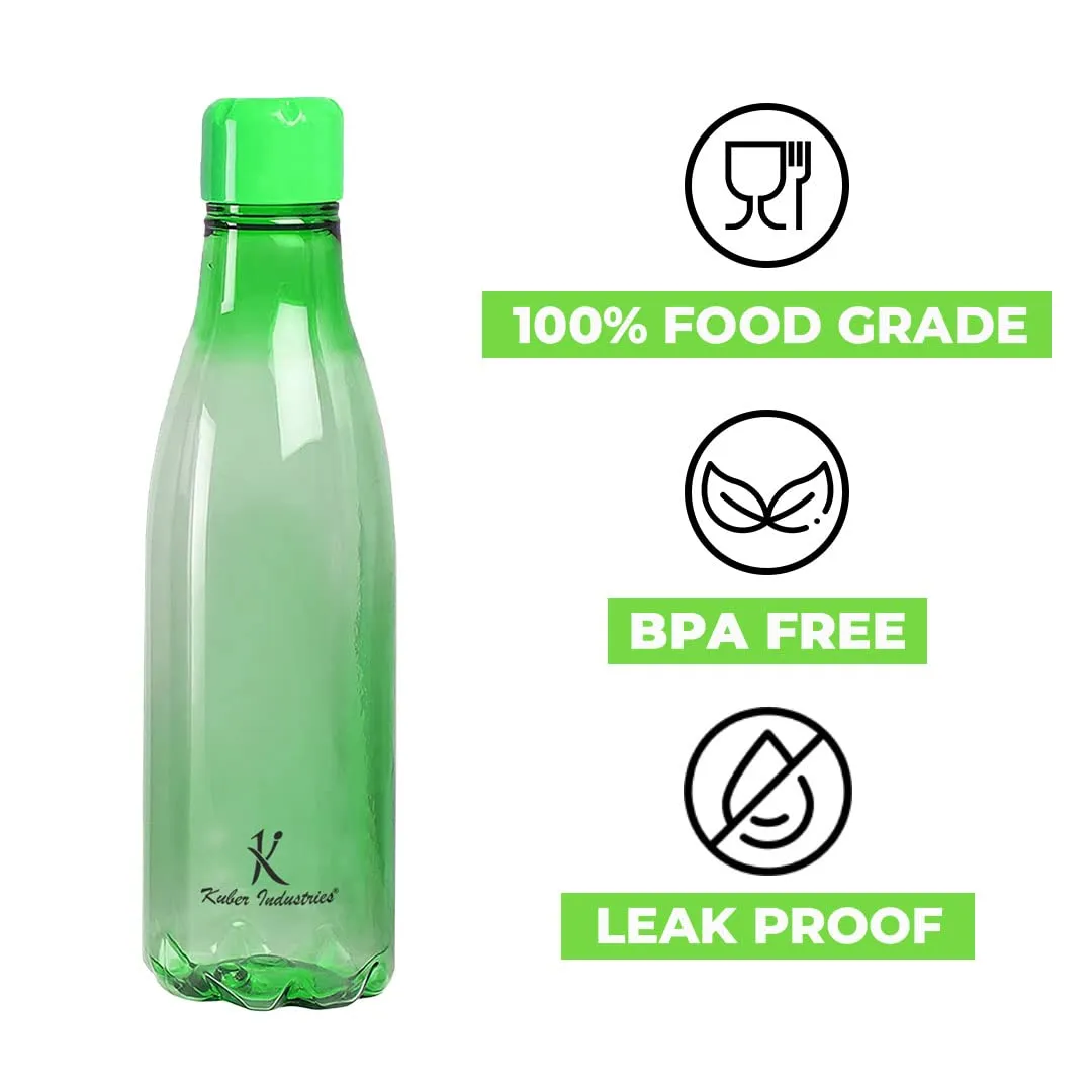 Urbane Home BPA Free Plastic Water Bottles | Unbreakable, Leak Proof, 100% Food Grade Plastic | For Kids & Adults | Refrigerator Plastic Bottle Set of 4|Green