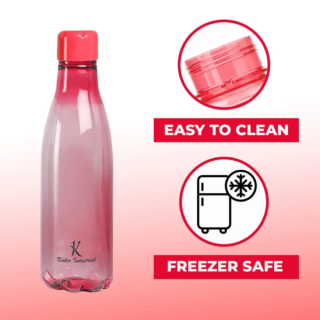 Urbane Home BPA Free Plastic Water Bottles | Unbreakable, Leak Proof, 100% Food Grade Plastic | For Kids & Adults | Refrigerator Plastic Bottle Set of 4|PINK