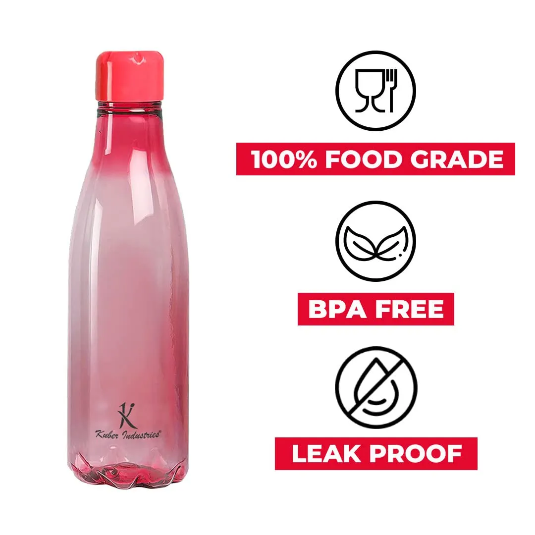 Urbane Home BPA Free Plastic Water Bottles | Unbreakable, Leak Proof, 100% Food Grade Plastic | For Kids & Adults | Refrigerator Plastic Bottle Set of 4|PINK