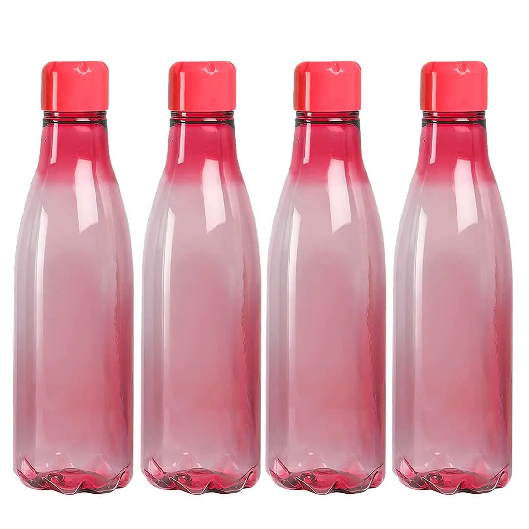 Urbane Home BPA Free Plastic Water Bottles | Unbreakable, Leak Proof, 100% Food Grade Plastic | For Kids & Adults | Refrigerator Plastic Bottle Set of 4|PINK