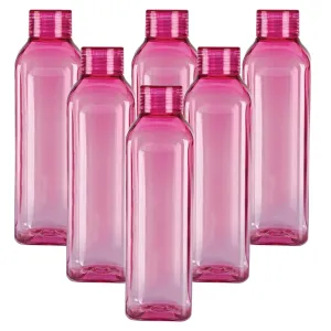 Urbane Home BPA Free Plastic Water Bottles | Unbreakable, Leak Proof, 100% Food Grade Plastic | For Kids & Adults | Refrigerator Plastic Bottle Set of 6|Pink