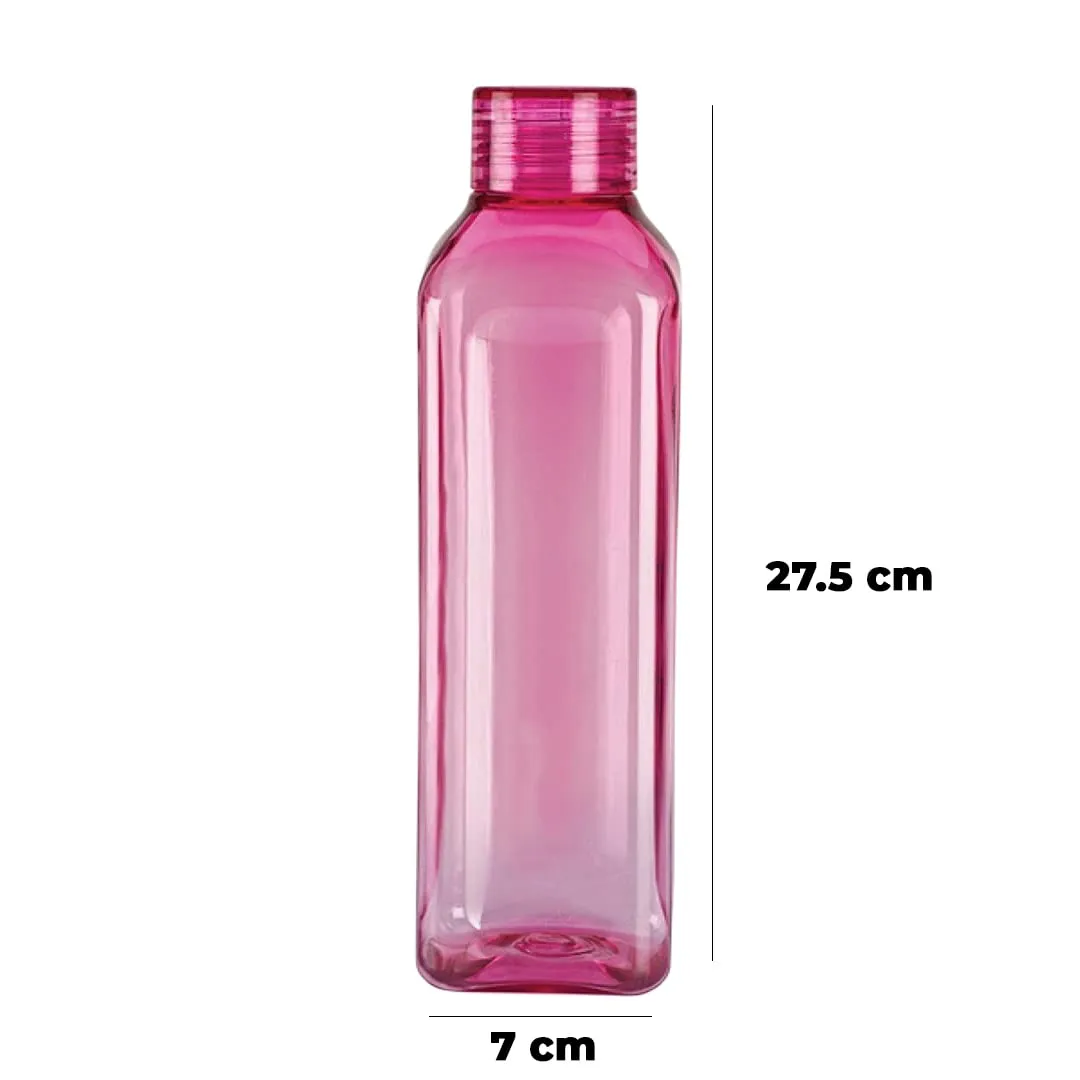 Urbane Home BPA Free Plastic Water Bottles | Unbreakable, Leak Proof, 100% Food Grade Plastic | For Kids & Adults | Refrigerator Plastic Bottle Set of 6|Pink