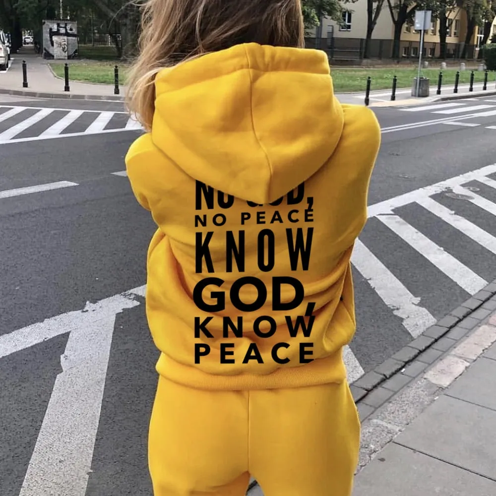 Women KNOW GOD KNOW PEACE Graphic Hoodies