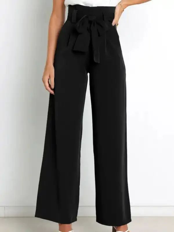 Women’s trousers casual versatile wide leg trousers with belt