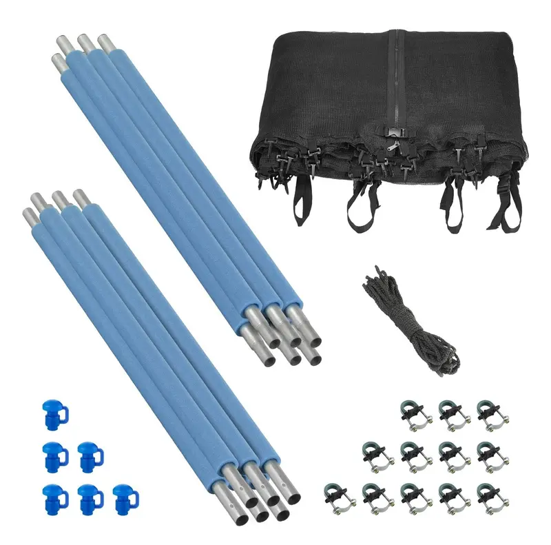 12-Foot Round Trampoline Enclosure Kit — Net, Poles & Hardware For 3- Or 6-Leg W-Frame Designs 1