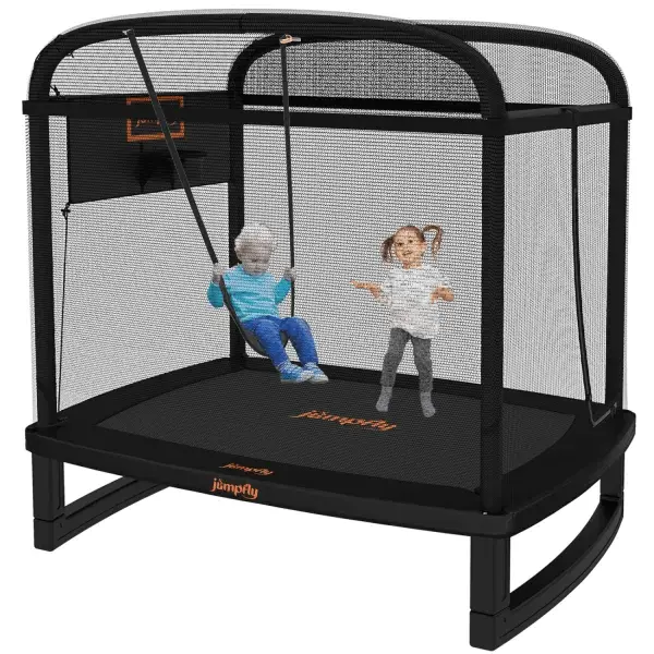 6-Foot Kids’ Trampoline With Built-In Swing – Toddler-Friendly Bounce 1
