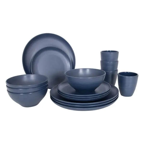 Bo-Camp Industrial Orville Tableware Set – 16-Piece Blue Collection 1