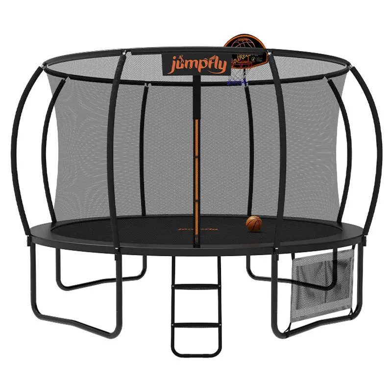 Classic Round Outdoor Trampoline With Integrated Basketball Hoop 1