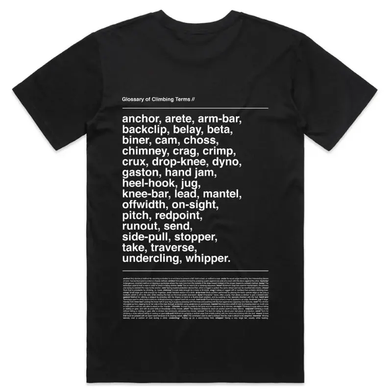 Climb Culture Glossary Tee – Fun, Educational Unisex Climbing Vocabulary T-Shirt 1