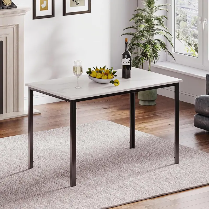 Elegant Marble-Effect Solid Dining Table 1