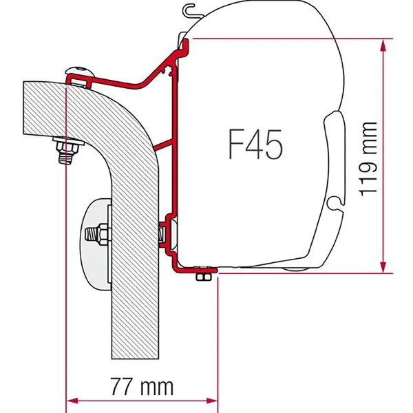 Fiamma Hymer B-Klasse 4.0M Awning Adapter (Part #98655-245) 1