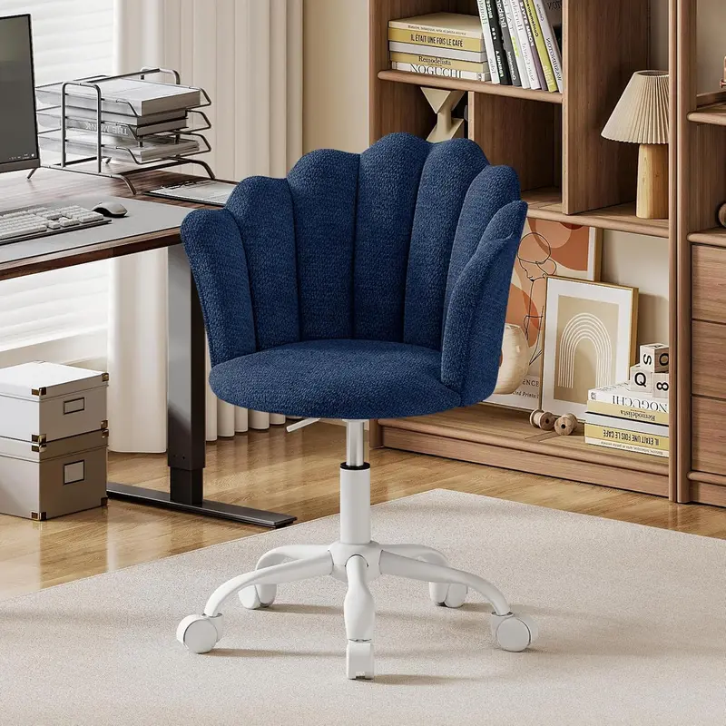 Joolihome Chenille Upholstered Height-Adjustable Swivel Office Chair 1