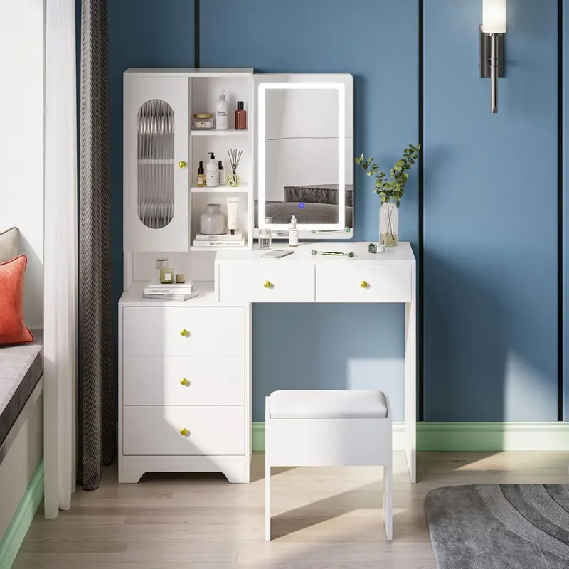 Joolihome Led-Sliding Mirror Dressing Table Ensemble 1