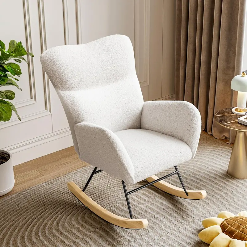Joolihome Plush Teddy-Fabric Rocking Chair 1