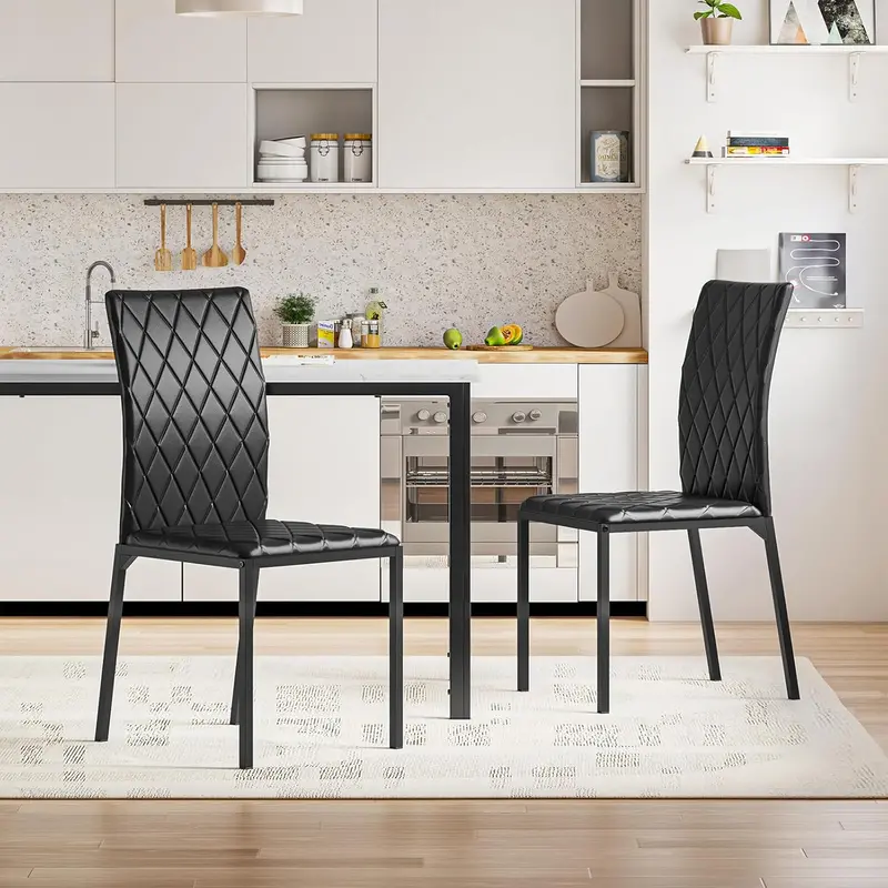 Joolihome Pu Upholstered Dining Chairs – Sleek Black Metal Legs, Set Of 4 1
