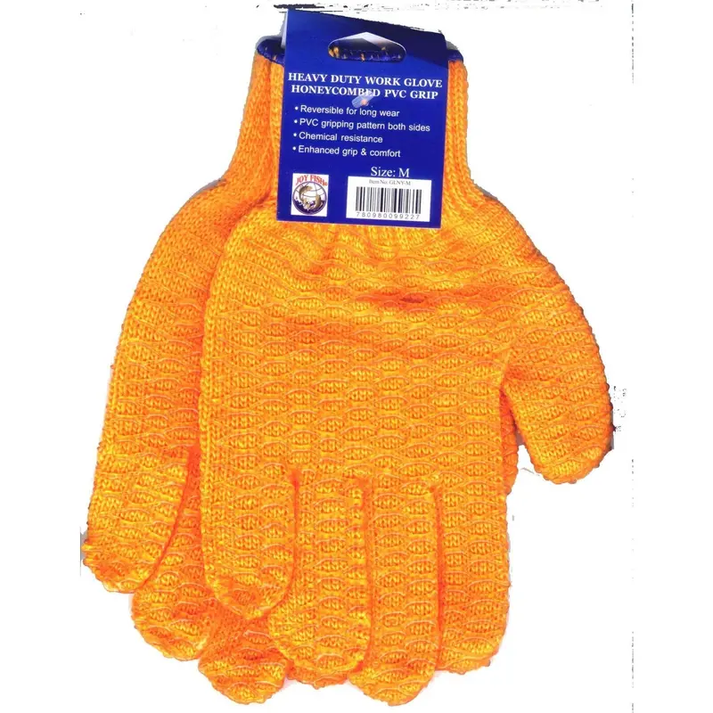 Joy Fish Orange Vinyl-Coated Grip Gloves 1