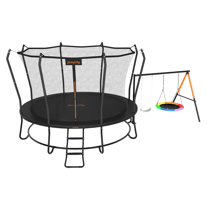 Jumpfly No-Gap Trampoline With Integrated Swing – All-In-One Play System 1