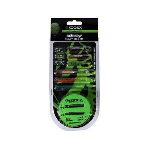 Kodex Drop Shot Rig Kit – Includes Weights, Lures, And Ready-To-Fish Rigs 1