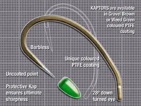 Korda Kaptor Kurv Shank Hooks – Weed-Green Finish 1
