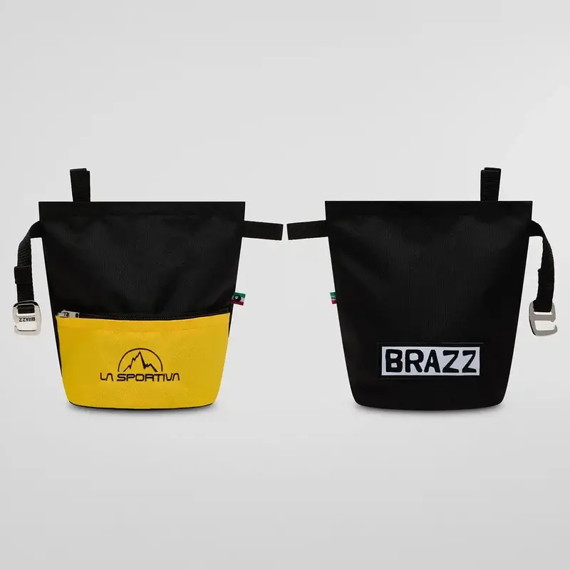 La Sportiva Leftover Chalk Bag – Compact Black/Yellow Climbing Accessory With Brush Loop 1