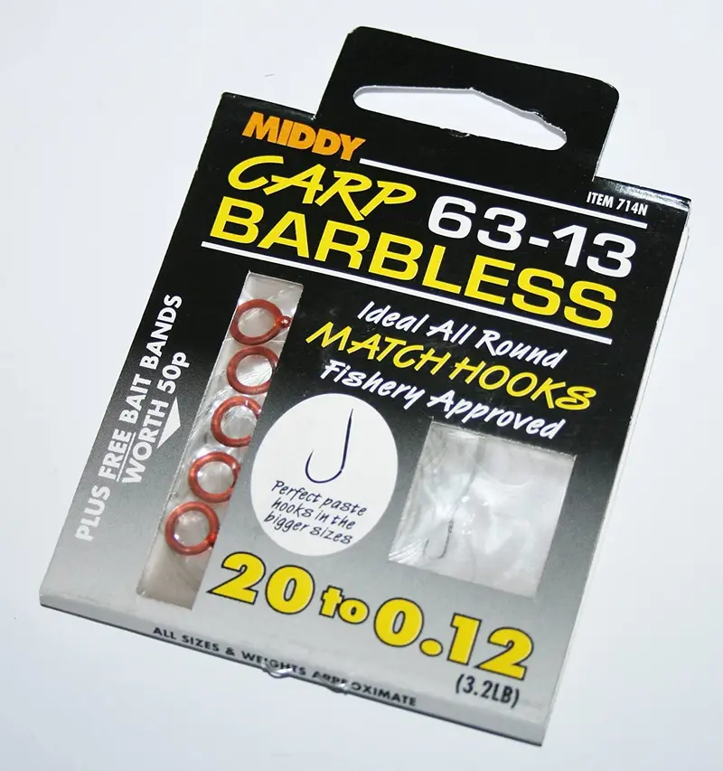 Middy Carp Barbless Hooks Pre-Attached To Nylon Trace 1