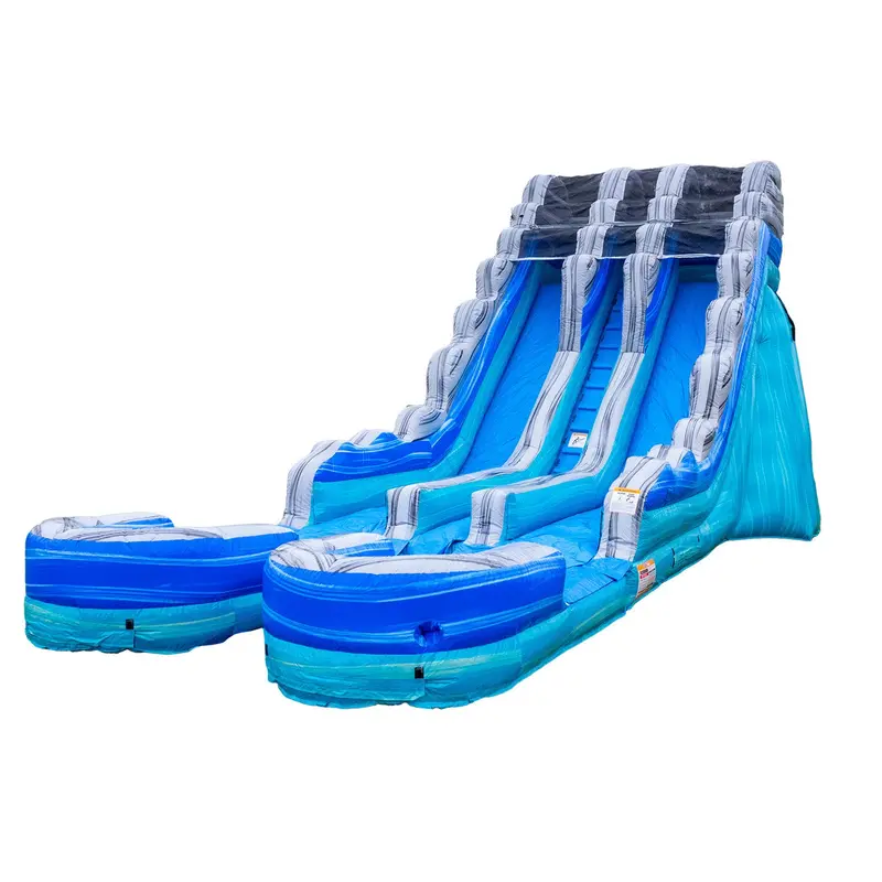 Ocean Blue 19-Foot Dual-Lane Slide With Double Pools 1