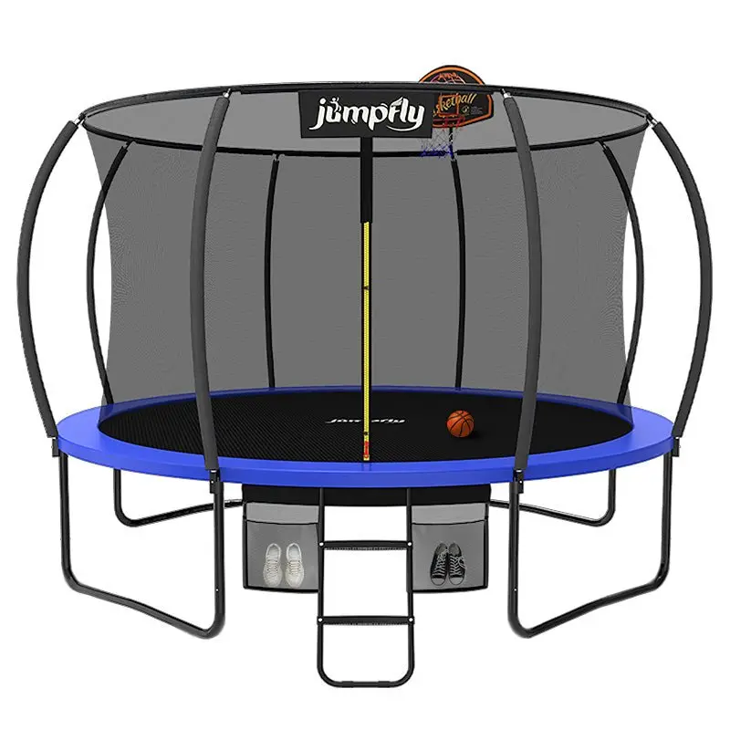 Outdoor Round Trampoline With Full-Height Safety Enclosure 1