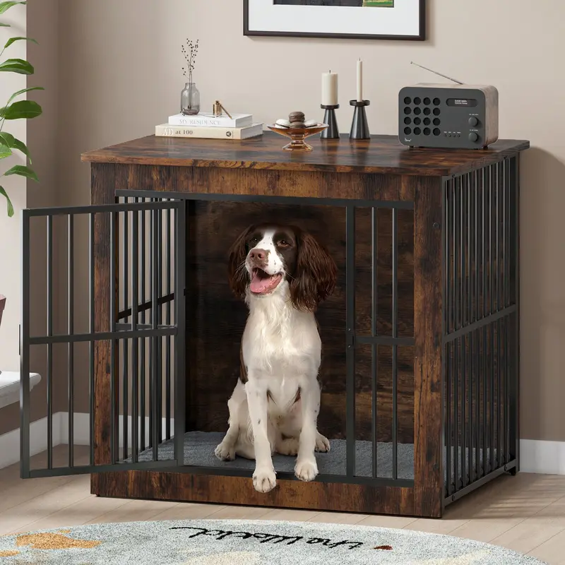 Plush-Lined Dog Crate Furniture For Comfort And Style 1