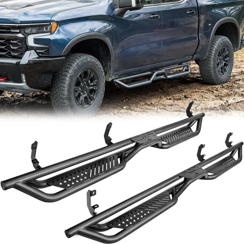 Premium Running Boards For Gmc Sierra & Chevrolet Silverado 1500 Crew Cab (2019–2026) 1