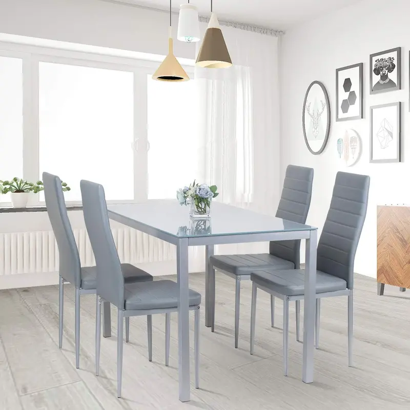Rectangular Glass Dining Table – Contemporary Clear-Top Table With Refined Legs 1
