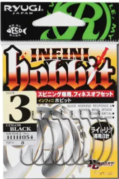 Ryugi Infini Hobbit Offset Worm Hook – Wide-Gap, 8-Pack 1